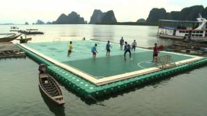 Floating football pitch keeps Thai tourist blues at bay