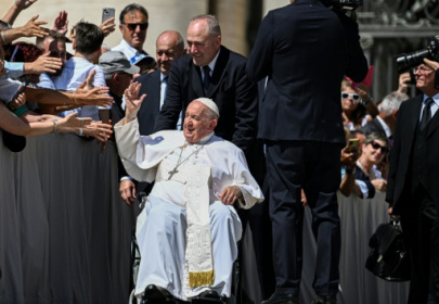 Pope awake and joking after hernia operation.jpg