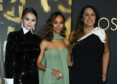 (L-R) Selena Gomez, Zoe Saldana and Karla Sofia Gascon all earned Golden Globes nominations for their work in 'Emilia Perez'