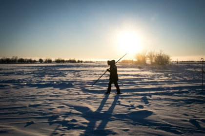 Villagers harvest ice from a local lake near the settlement of Oy, some 70 km south of Yakutsk, Russia with the air temperature at about minus 41 degrees Celsius in November 2018