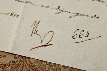 Napoleon's signature on a letter sent during his disastrous Russian campaign Napoleon's signature on a letter sent during his disastrous Russian campaign