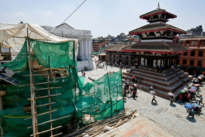 An under-construction heritage structure at Hanuman Dhoka Durbar Square in Kathmandu An under-construction heritage structure at Hanuman Dhoka Durbar Square in Kathmandu